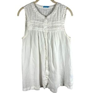 J. McLaughlin Avon Blouse Top Women's‎ Medium M White Sleeveless Cottage Prairie